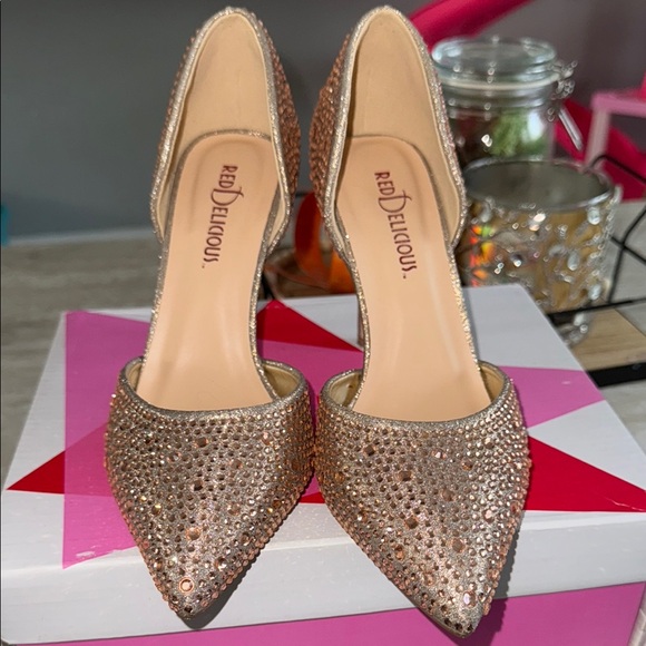 Delicious Sparkling Rhinestone Heels in Rose Gold - Picture 2 of 4